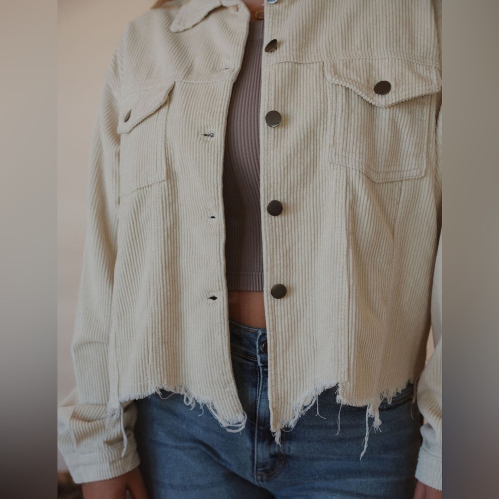 Corduroy beige button up jacket
